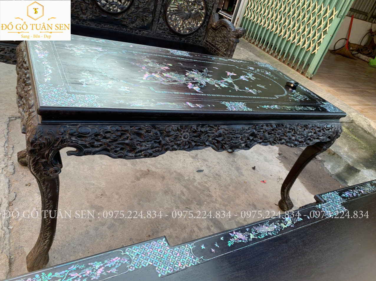 Hình ảnh Bộ trường kỷ huế gỗ gụ khảm ốc T45